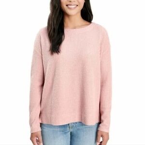 Splendid Blush Light Pink waffle knit thermal long sleeve tee Small